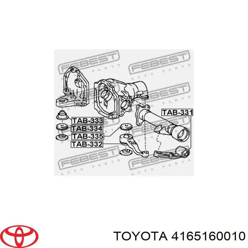 4165160010 Toyota сайлентблок (подушка редуктора переднього моста, передній)