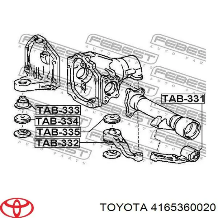 Купити 4165360020 Toyota Сайлентблок (подушка) редуктора переднього моста, задній