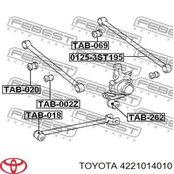 Сайлентблок заднього поперечного важеля, зовнішній 4221014010 Toyota