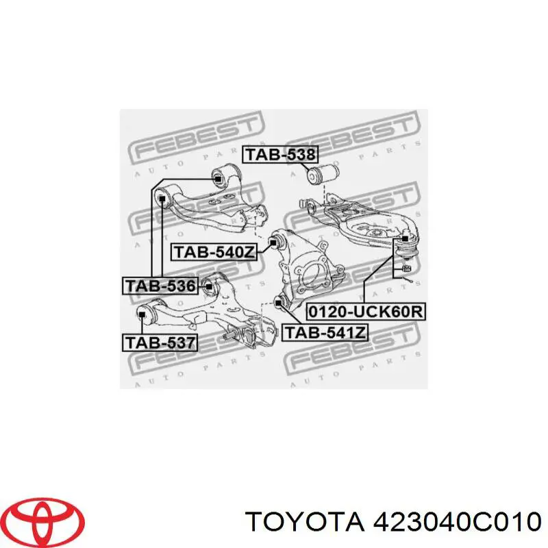 Цапфа поворотного кулака Toyota 423040C010 ціна, від 144.54 USD