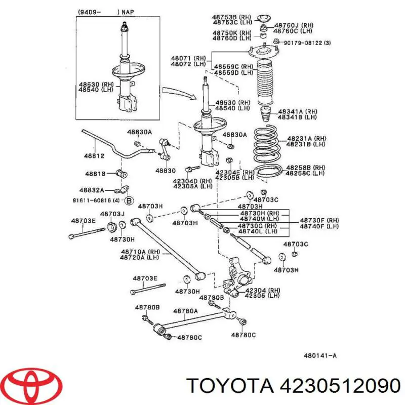 Купити 4230512090 Toyota Цапфа ліва