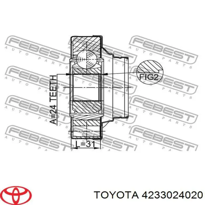 4233024020 Toyota Піввісь задня, права