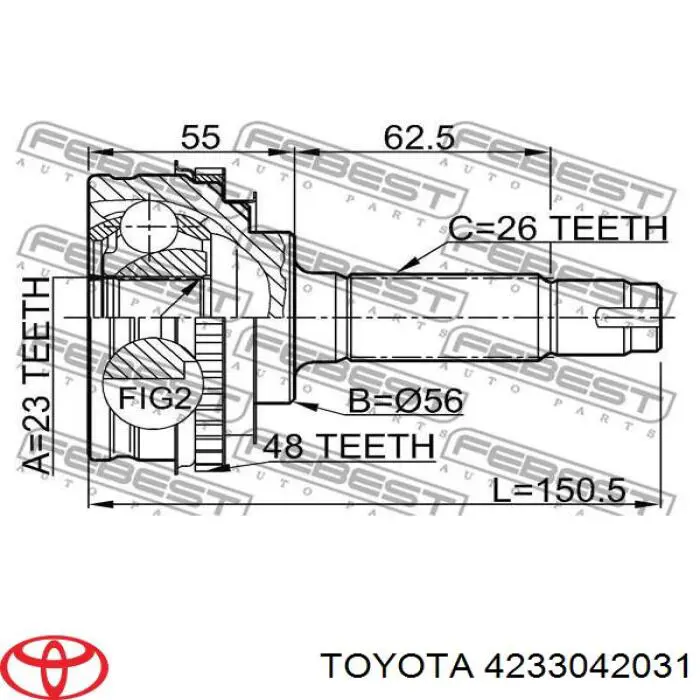 Піввісь задня на Toyota RAV4 (XA2)