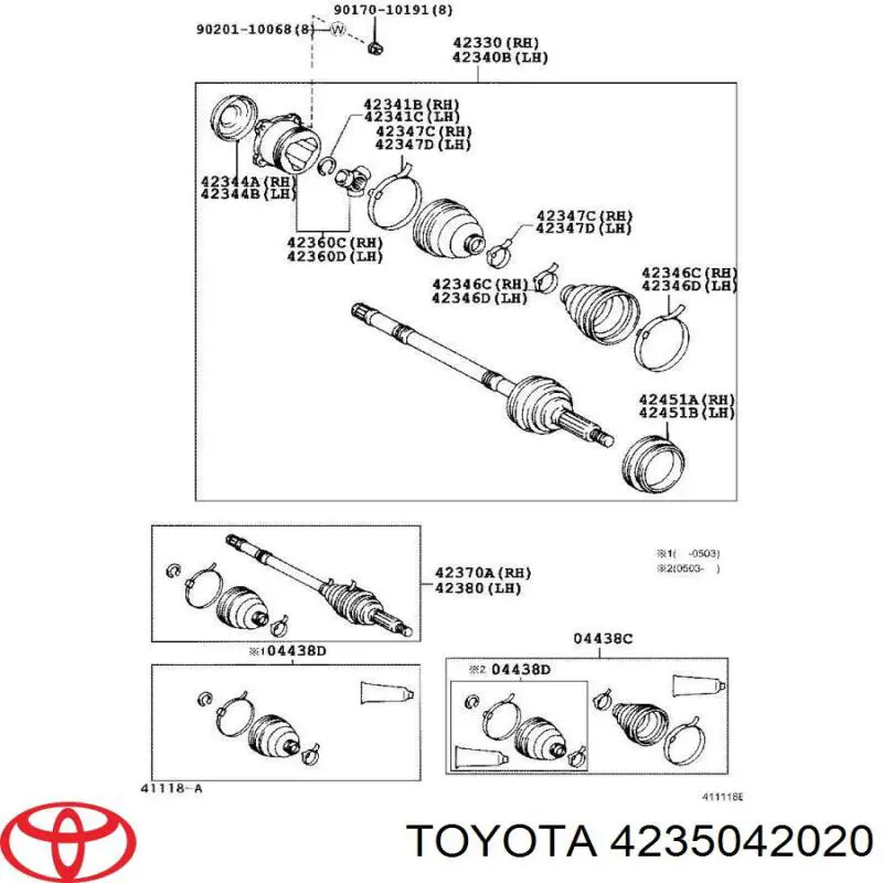 Шарнір кутових швидкостей внутрішній задній Toyota 4235042010 ціна, від 33.25 USD