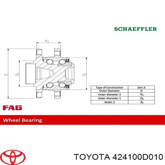 Маточини задніх коліс Toyota 424100D010 ціна, від 40.21 USD