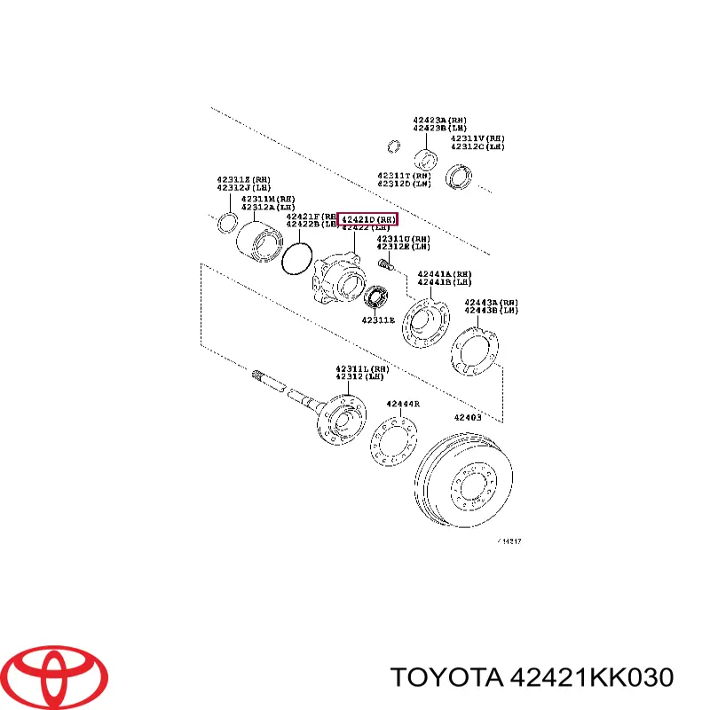 Маточини задніх коліс Toyota 42421KK030 ціна, від  USD