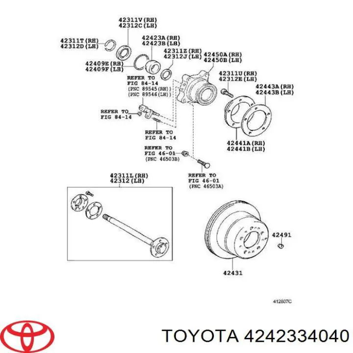 4242334040 Toyota кільце стопорне підшипника задньої піввісі