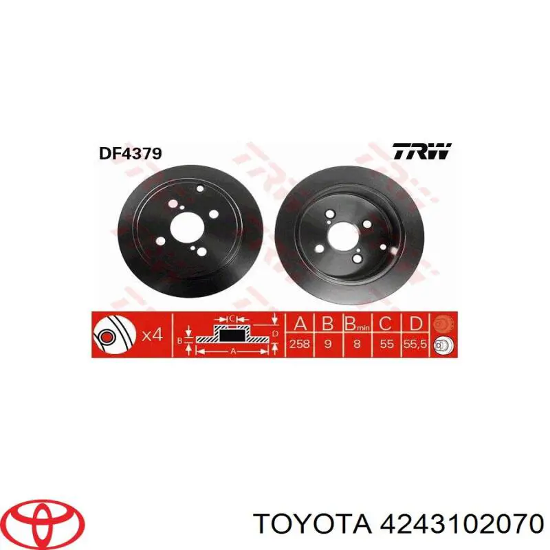 Задні дискові гальма Toyota 4243102070 ціна, від 28.32 USD