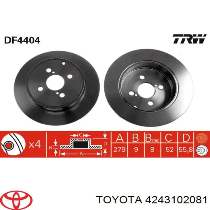4243102081 Toyota диск гальмівний задній