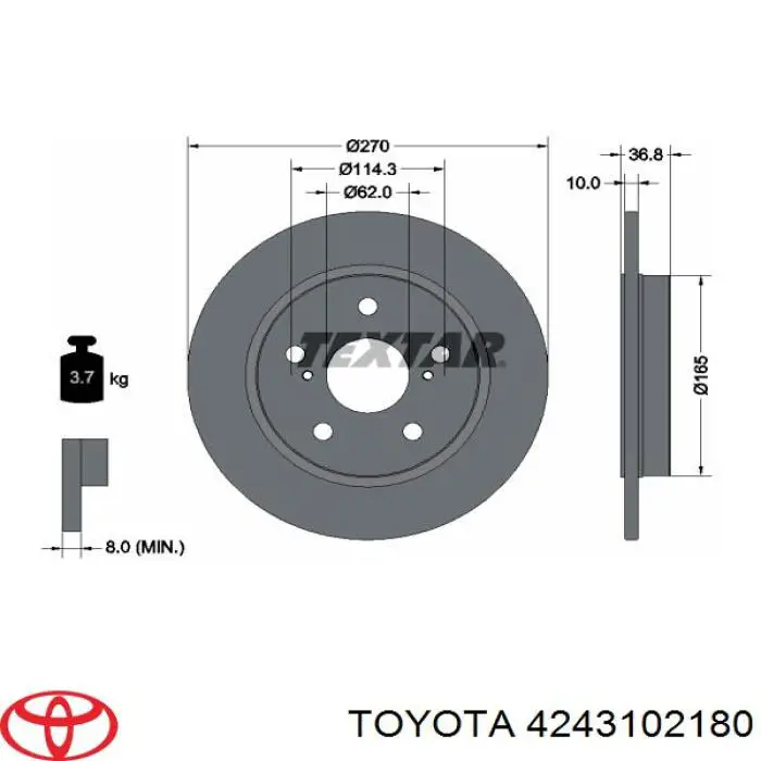 Задні дискові гальма Toyota 4243102180 ціна, від 27.72 USD