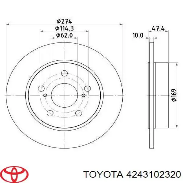 Диск гальмівний задній Toyota Corolla (E21) (Тойота Королла)