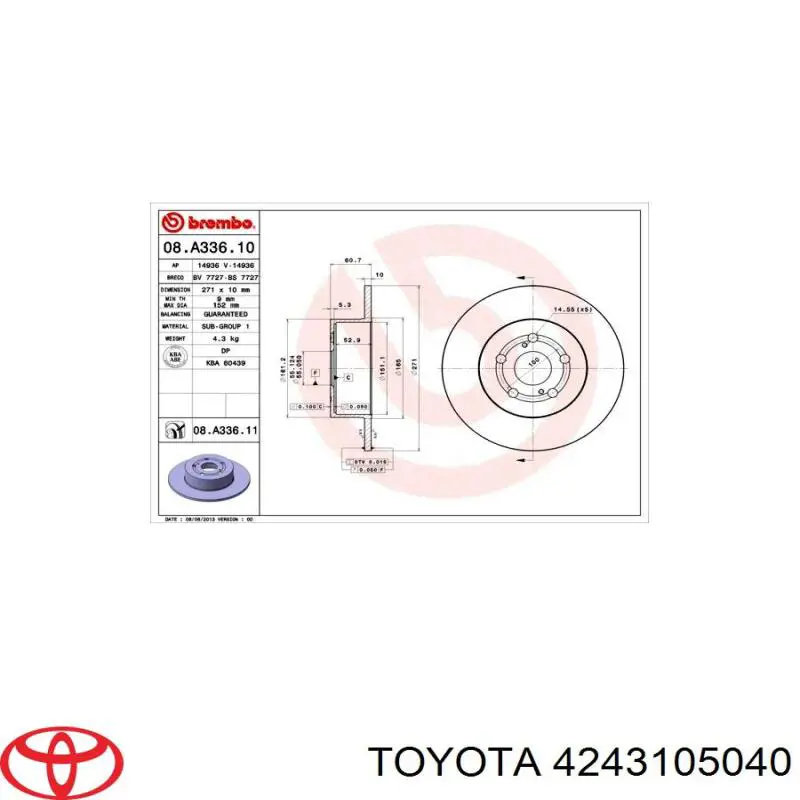 4243105040 Toyota Дискові гальма
