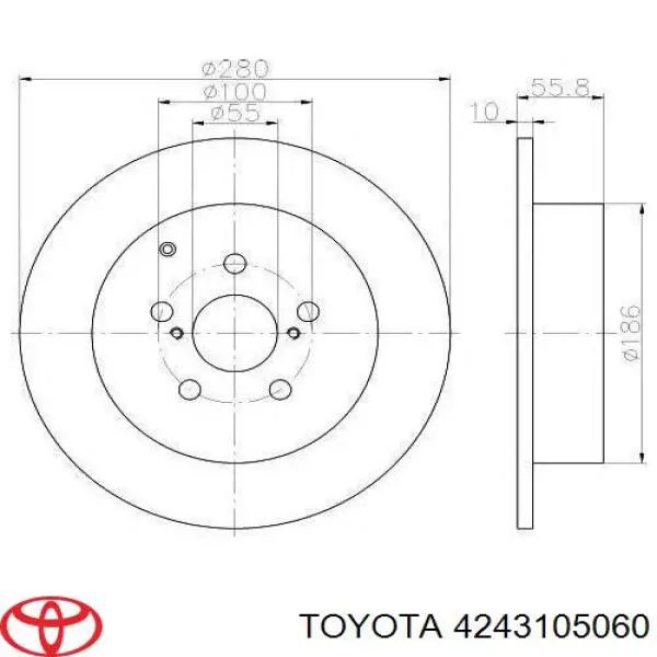 Купити 4243105060 Toyota Диск заднього гальма