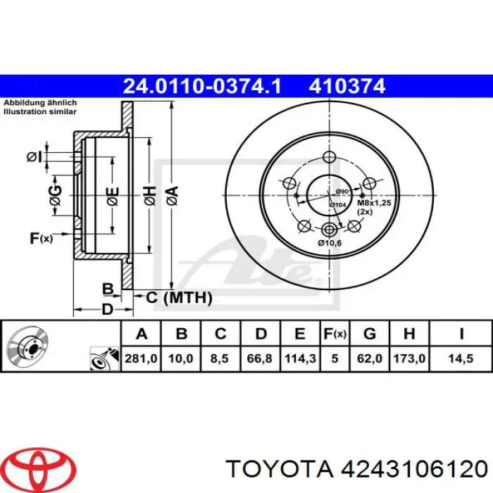 Гальмівні диски 4243106120 Toyota