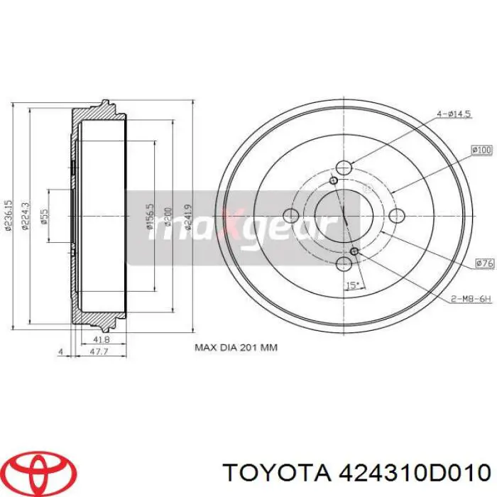 Купити 424310D010 Toyota Барабан гальмівний задній