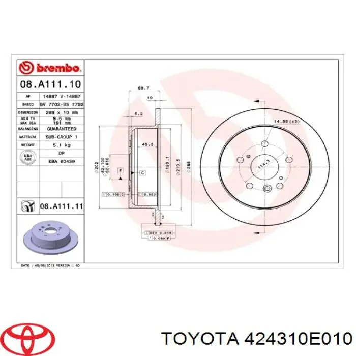 424310E010 Toyota Дискові гальма