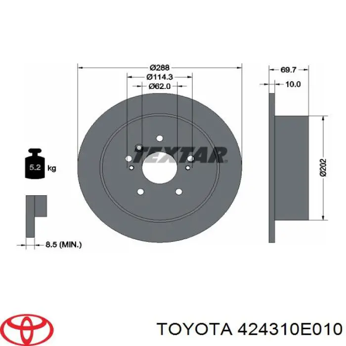 Задні дискові гальма Toyota 424310E010 ціна, від 35.48 USD
