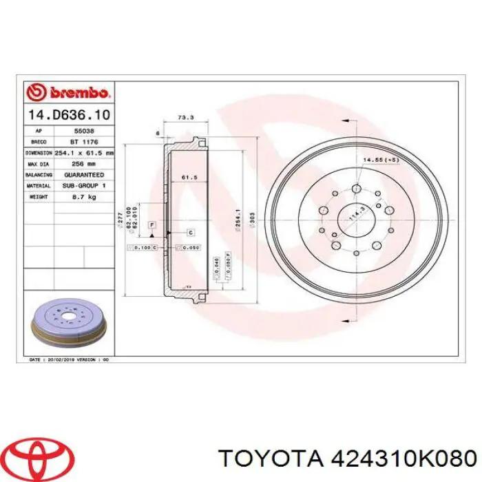 Купити 424310K080 Toyota Барабан гальмівний задній