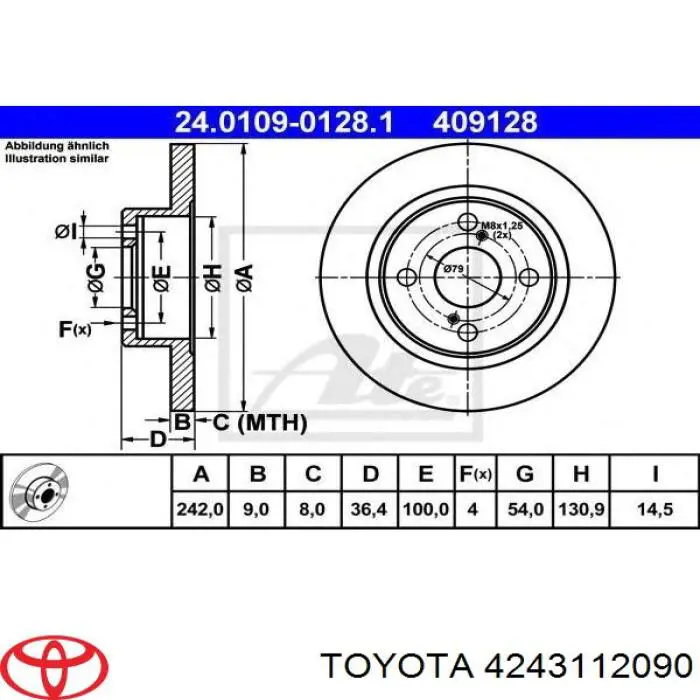 Купити 4243112090 Toyota Диск заднього гальма