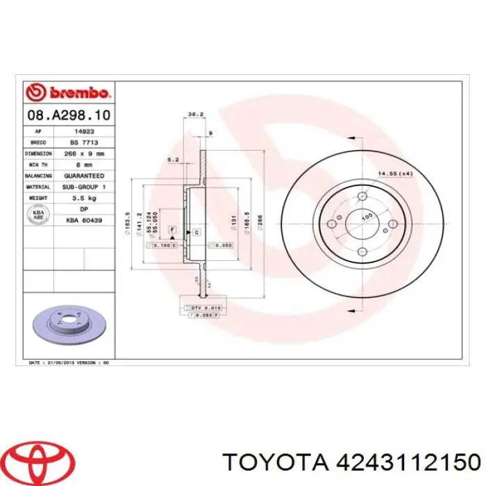 4243112150 Toyota Дискові гальма