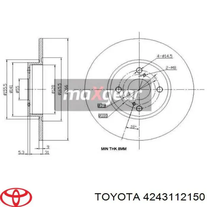 Задні дискові гальма Toyota 4243112150 ціна, від 25.31 USD