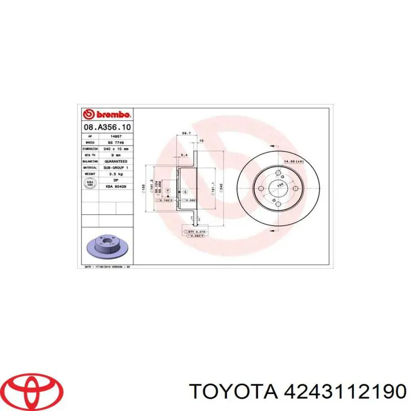 Гальмівні диски 4243112190 Toyota