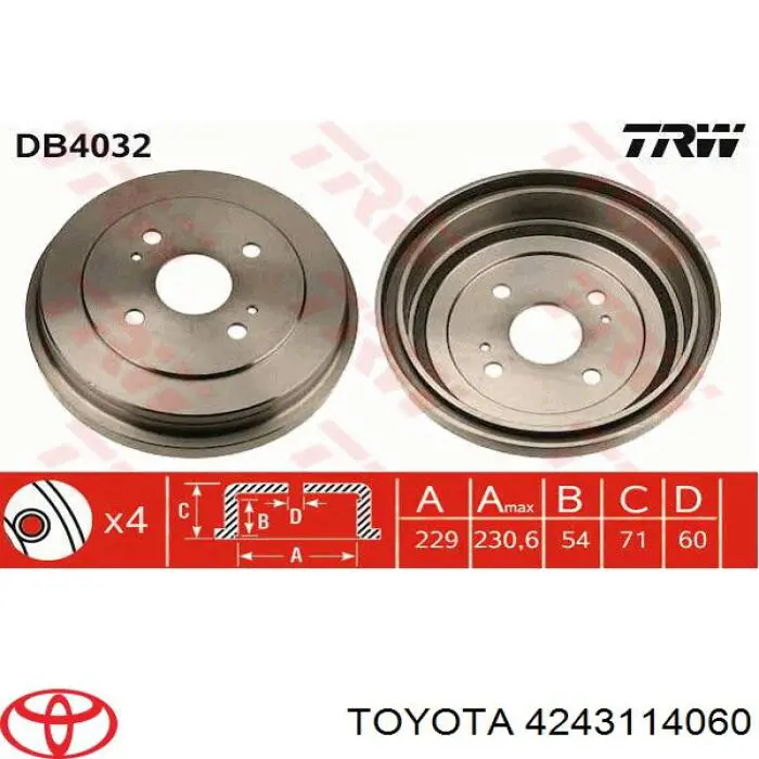 Барабан гальмівний задній Toyota Liteace (CM3V, KM3V) (Тойота Літ айс)