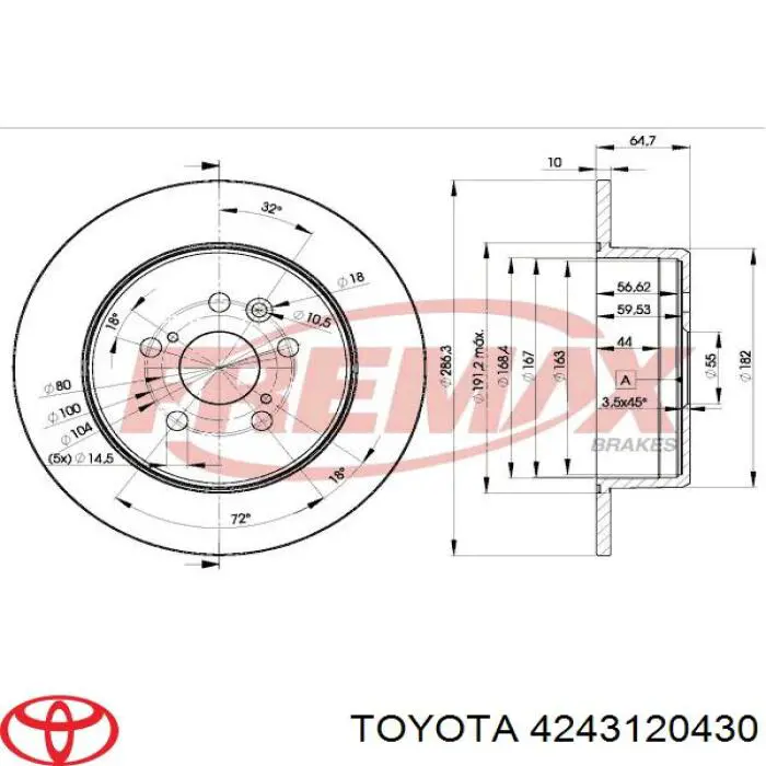 Гальмівні диски 4243120430 Toyota
