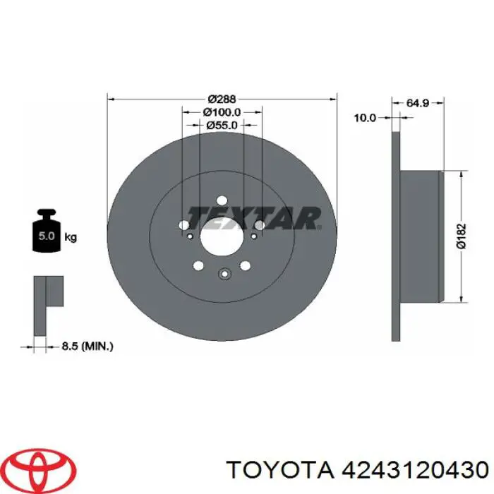 Задні дискові гальма Toyota 4243120430 ціна, від 34.80 USD