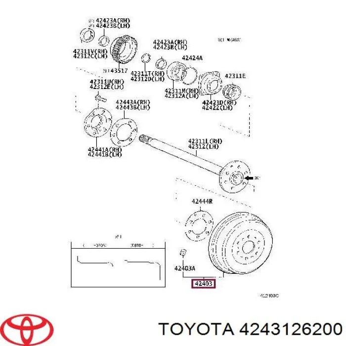 Барабан гальмівний задній Toyota 4243126200 ціна, від 60.06 USD