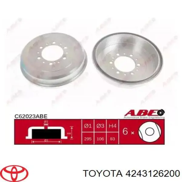 Купити 4243126200 Toyota Барабан гальмівний задній