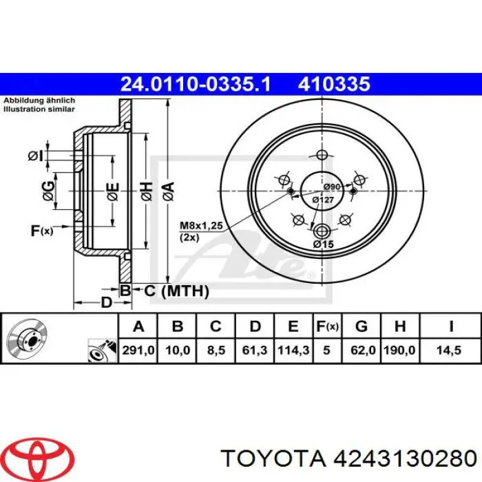 Купити 4243130280 Toyota Диск заднього гальма