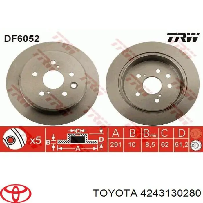 Диск гальмівний задній Toyota 4243130280