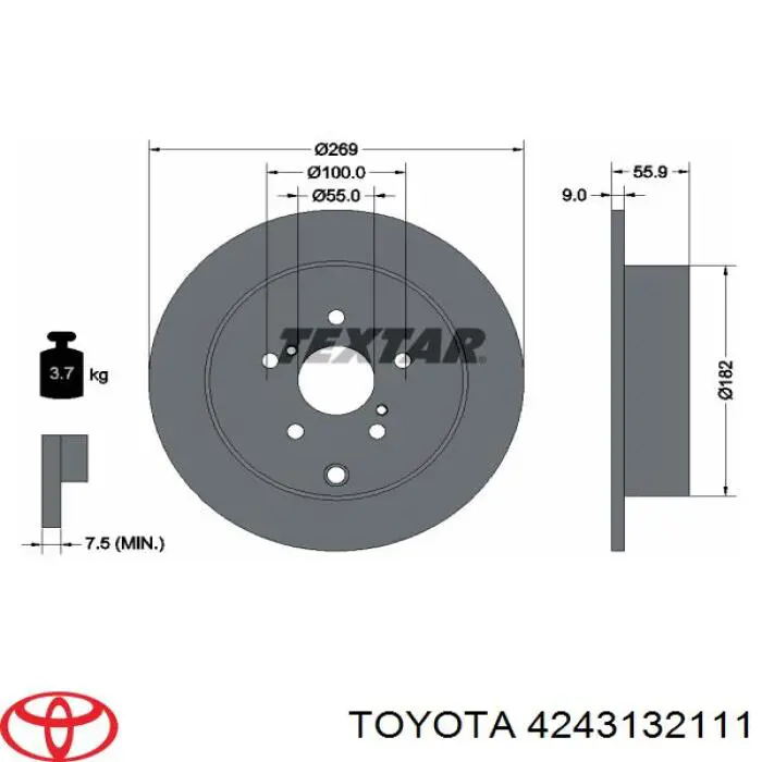 Задні дискові гальма Toyota 4243132111 ціна, від 26.78 USD