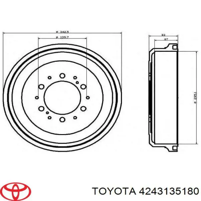 Барабан гальмівний задній Toyota 4243135180 ціна, від 55.36 USD