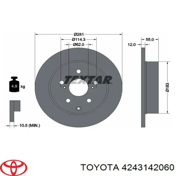Задні дискові гальма Toyota 4243142060 ціна, від 12.42 USD