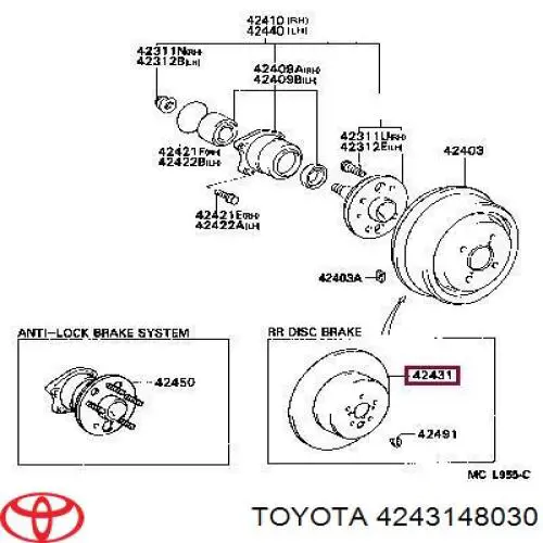4243148030 Toyota диск гальмівний задній