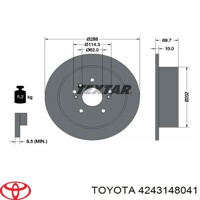 Диск гальмівний задній Toyota 4243148041