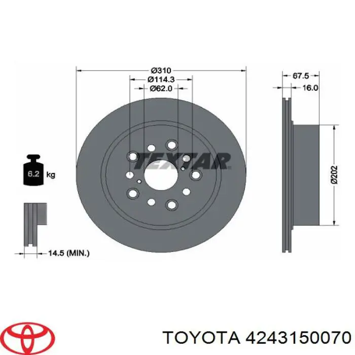 Задні дискові гальма Toyota 4243150070 ціна, від 30.87 USD
