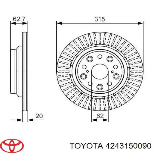 4243150090 Toyota диск гальмівний задній