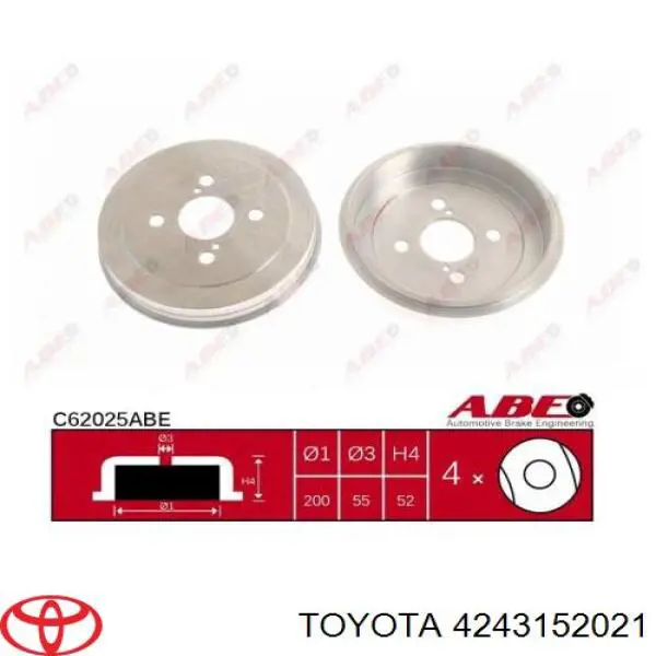 Барабан гальмівний задній Toyota 4243152021 ціна, від 26.38 USD