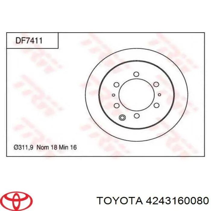 Задні дискові гальма Toyota 4243160080 ціна, від 49.99 USD