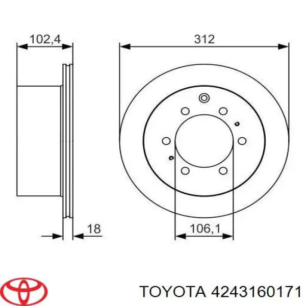 4243160171 Toyota диск гальмівний задній