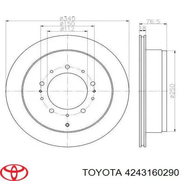 Купити 4243160290 Toyota Диск заднього гальма