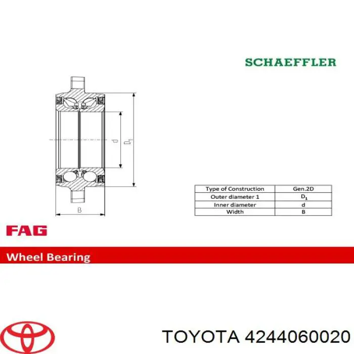 4244060020 Toyota Підшипник ступиці задньої