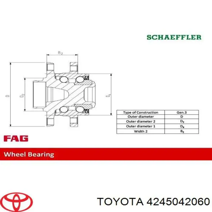 Купити 4245042060 Toyota Підшипник ступиці колеса