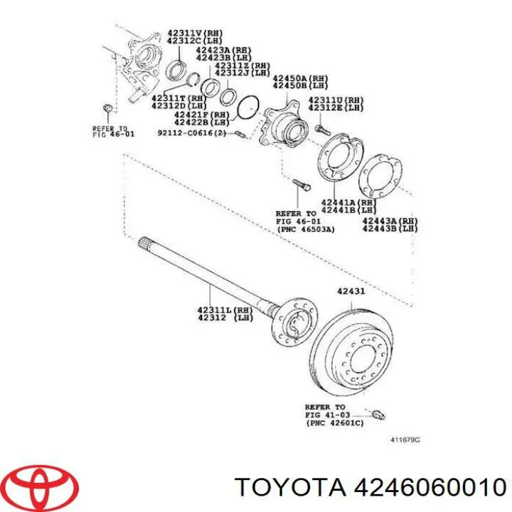 Купити 4246060010 Toyota Маточина задня ліва