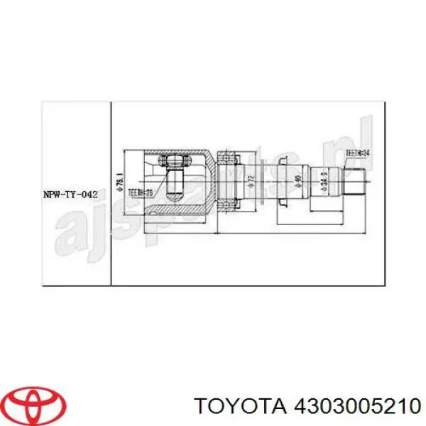 4303005210 Toyota шрус внутрішній, передній
