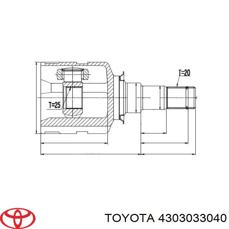 ШРКШ внутрішній, передній, правий Toyota 4303033040 ціна, від 67.49 USD