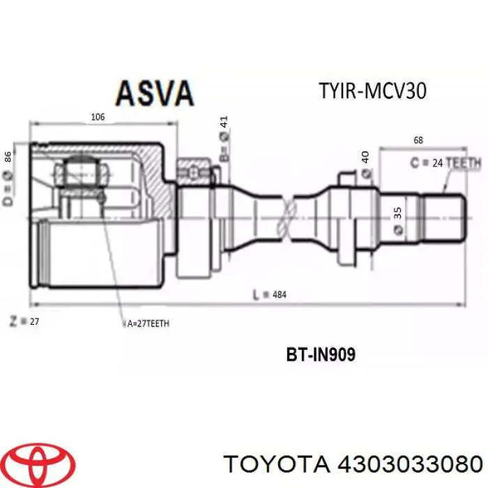 4303033080 Toyota 